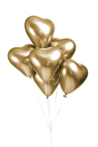 Chrome® Gold Heart Latex Balloon (Helium/Air Filled) - 12 Inches