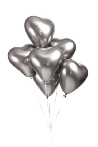 Chrome® Silver Heart Latex Balloon (Helium/Air Filled) - 12 Inches