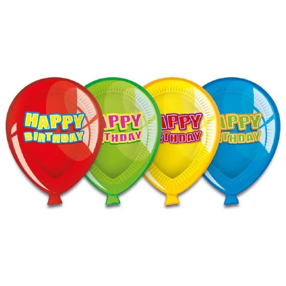 Die Cut Paper Plates 10 Inches Assorted Balloon- 6 Pc