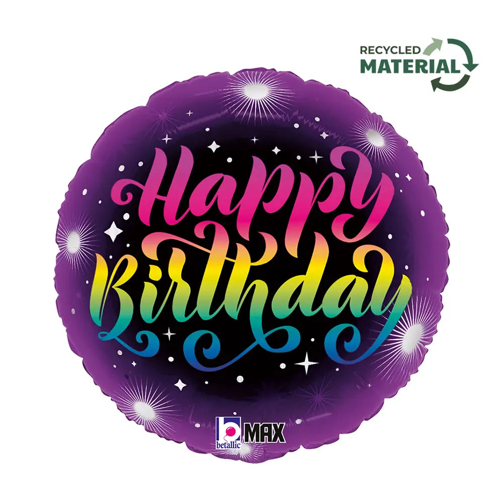 Happy Birthday Neon Round Balloon