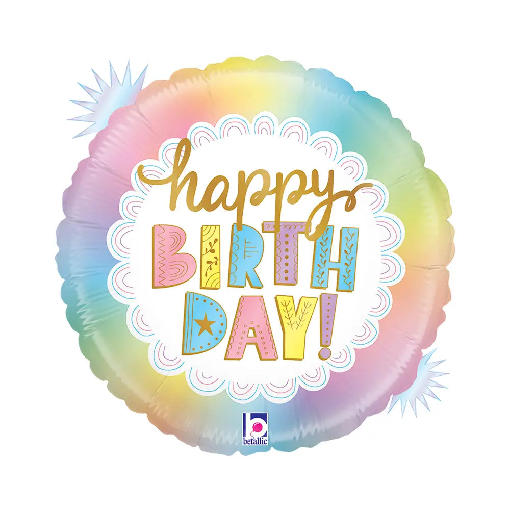 Happy Birthday Rainbow Holographic Opal Balloon