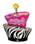 Birthday Funky Zebra Stripe Cake (Helium) - 41 Inches