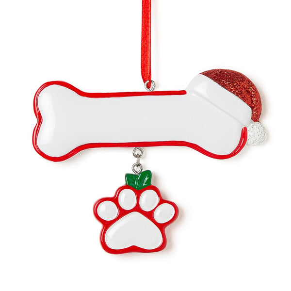 Personalised Ceramic Resin Ornament Bone with hat -1 pc