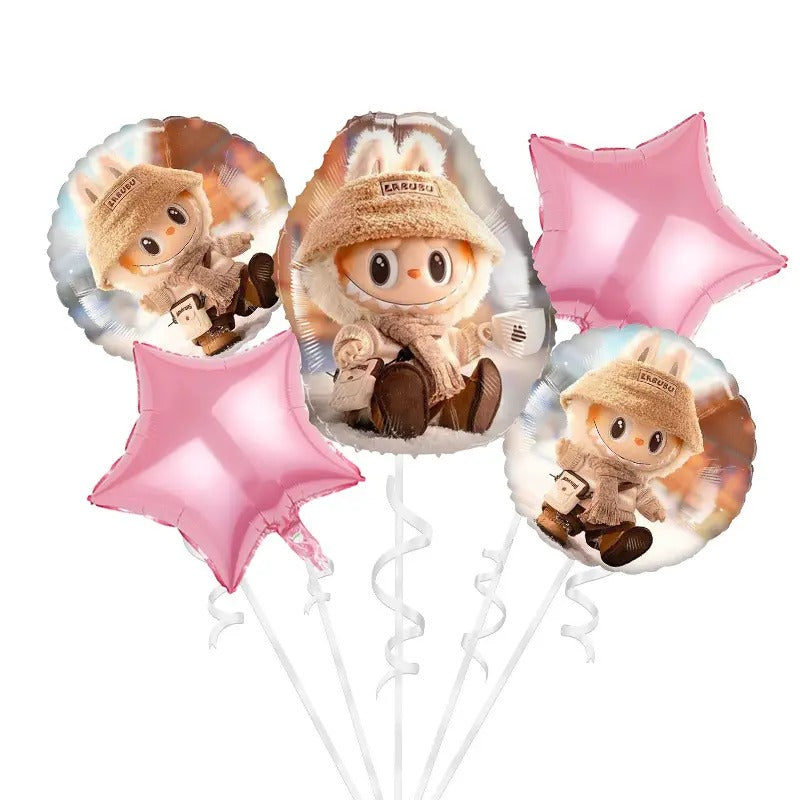 Winter Labubu Foil Balloon (Set 1 - Pack of 5)