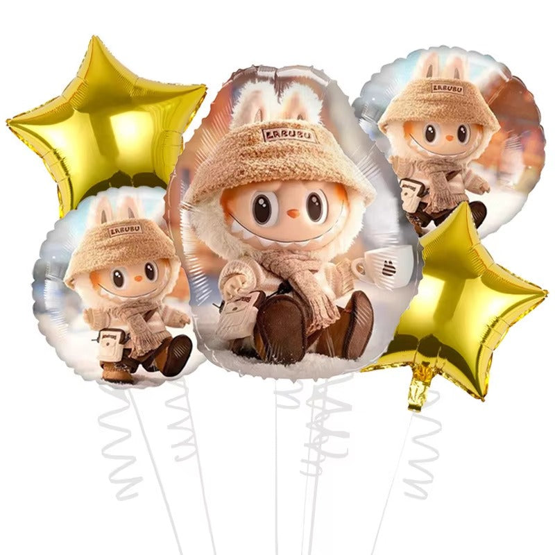 Winter Labubu Foil Balloon (Set 3 - Pack of 5)