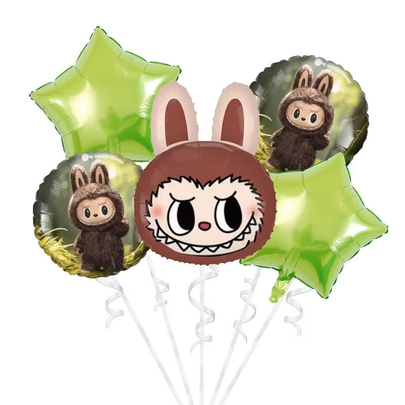 Labubu Head Foil Balloon (Set 2 Pack of 5)