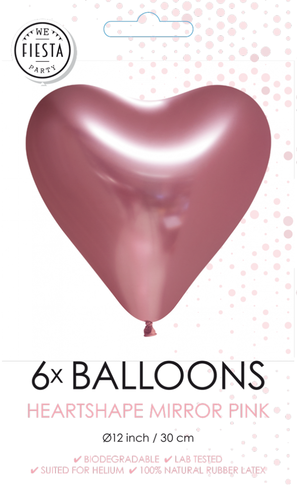Chrome® Pink Heart Latex Balloon (Helium/Air Filled) - 12 Inches