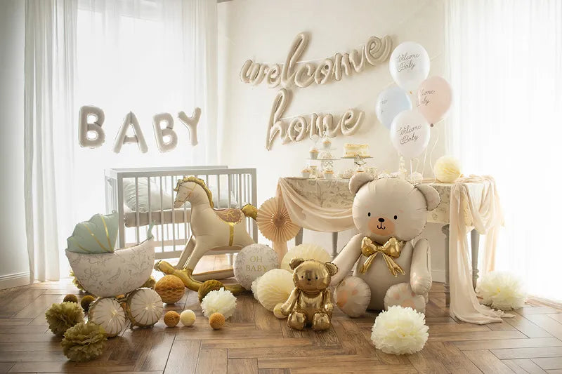Foil Balloon Bear, 75x84 cm, cream