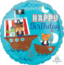 Happy Birthday Pirate Ship Round Balloon
