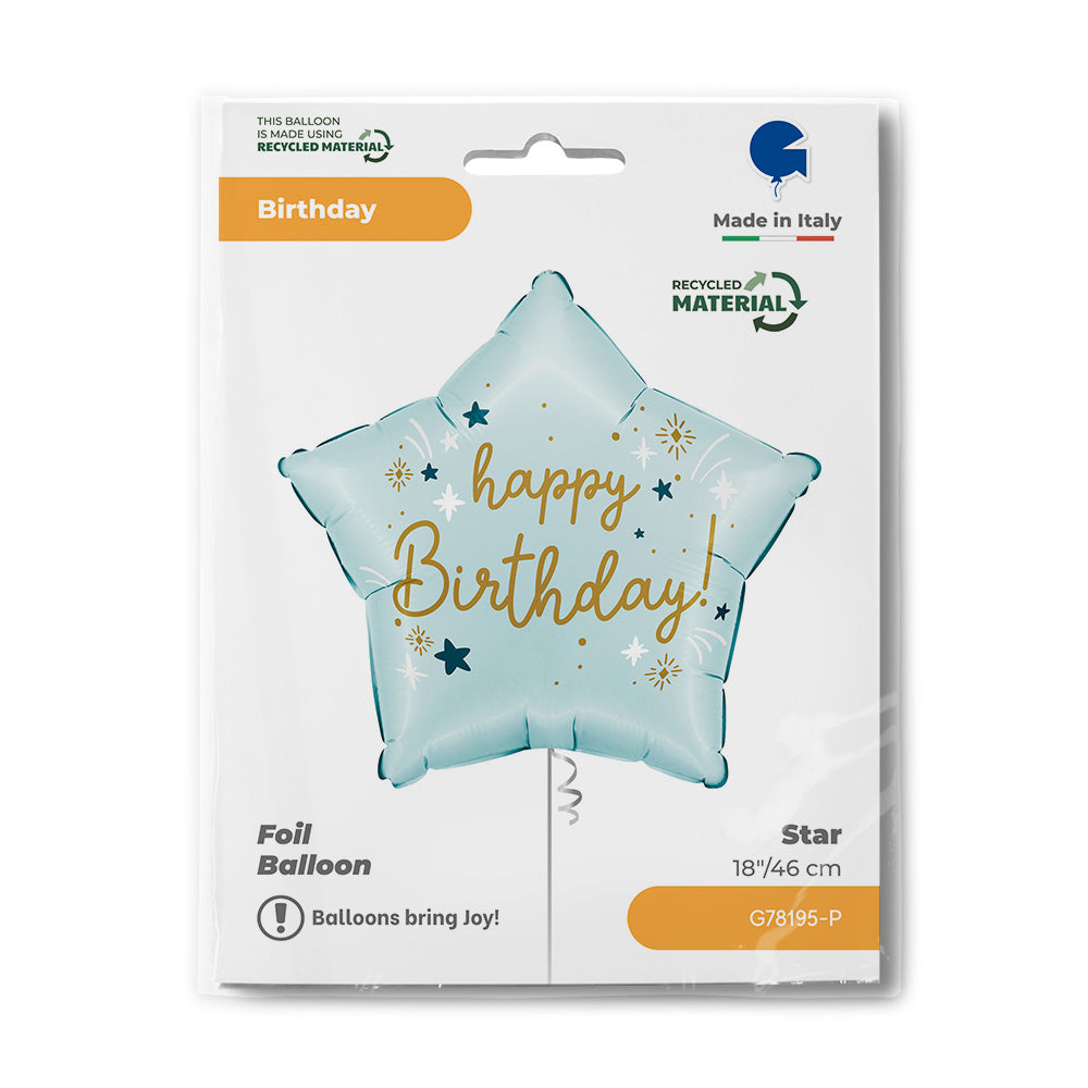 Happy Birthday Star Blue Balloon