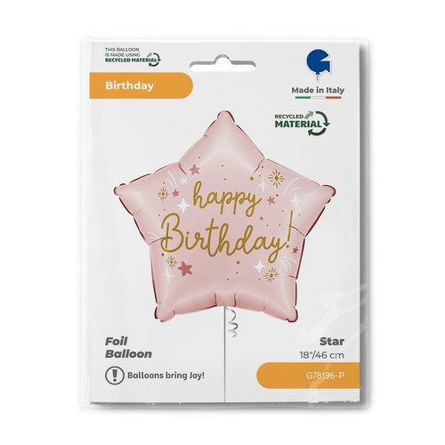 Happy Birthday Star Pink Balloon