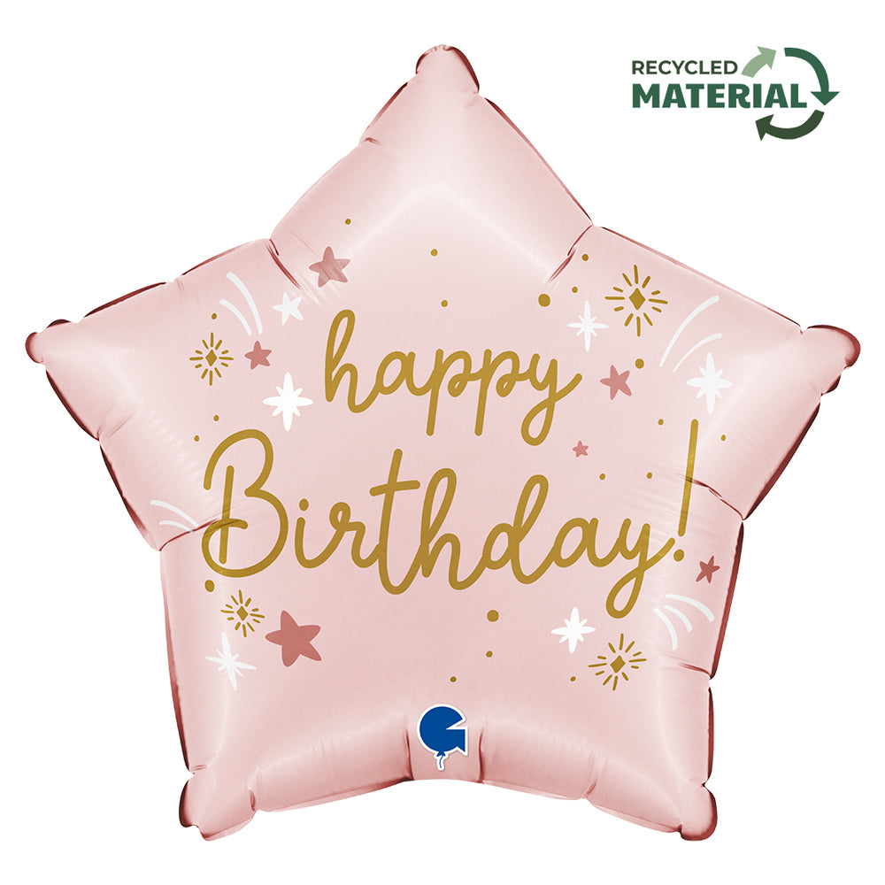 Happy Birthday Star Pink Balloon