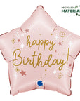 Happy Birthday Star Pink Balloon